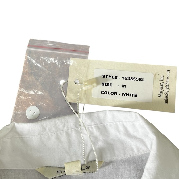 Sim & Sam New Women’s Medium White Ruffle Button Up Sleeveless Top Front Tie - Picture 7 of 8